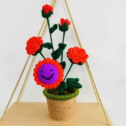 Handmade Sunflower and Rose Plush Plant