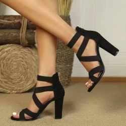 Womens Solid Color Elastic Sandals