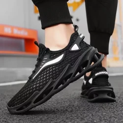 Men's Lace-up Sneakers Mesh Sports Shoes Fashion Hollow-sole Low Top Running Shoes