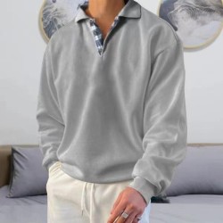 Long Sleeve V-neck Men's Lapel Loose Hoodie