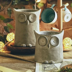 Cement Flowerpot Owl Ornaments To Do Old Retro Simple Northern Europe Flower Ware Landscape Art Cement Decoration