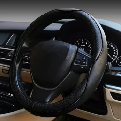 Universal Anti-Slip Faux Leather Steering Wheel Cover - Sports Style Protector