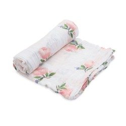 Single Cotton Muslin Swaddle | Floral Roses