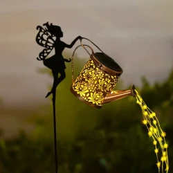 Solar Fairy Watering Can Path Lights - Cascading Solar Garden Decor with Detachable Lamp