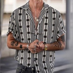 Men's Lapel Print Casual Shirt