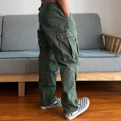 Men's loose large pocket wear-resistant cargo paratrooper pants