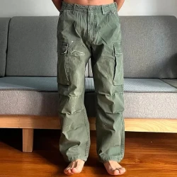 Men's loose large pocket wear-resistant cargo paratrooper pants