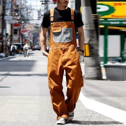 Men's casual vintage multi-pocket cargo overalls