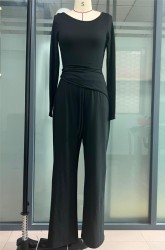 Casual Suit Asymmetric Long-sleeved T-shirt Wide-leg Pants Sportswear