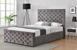 Double Bed Base Bed Frame - Chenille Silver