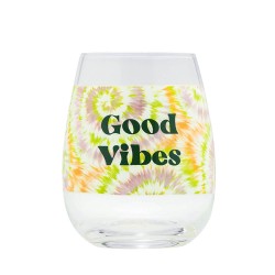 Blurred Good Vibes Tie Dye Wine Glass