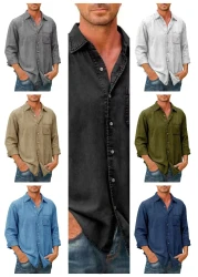 Last Day 50% Off🔥Mens Denim Long Sleeve Button Down Shirt