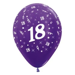 Balloons Age 18 Purple Violet Metallic Pearl  - Pack of 25