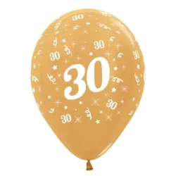 Balloons Age 30 Gold Metallic Pearl  - Pack of 25