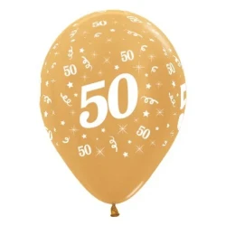 Balloons Age 50 Gold Metallic Pearl  - Pack of 25