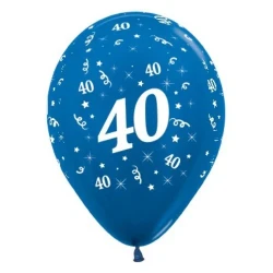 Balloons Age 40 Blue Metallic Pearl  - Pack of 25