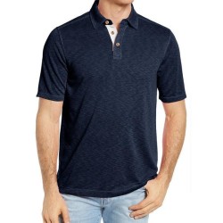 Men's Casual Cotton Polo Shirt with Contrast Lapel - Short Sleeve