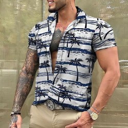 Vintage Men's Hawaiian Shirt: Classic Short Sleeve Lapel Design