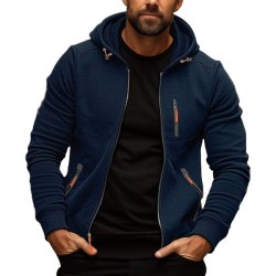 Men's Athletic Zip Hoodie - Loose Fit with Multiple Pockets for Sporty and Casual Wear