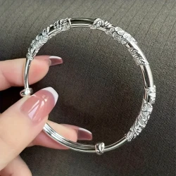 Silver Push-pull Bangle For Girls