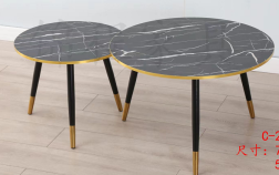 2PCS Marble-Top Coffee Table Set - Black & Gold