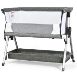 Height Adjustable Baby Crib with Wheels & Mattress