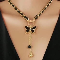 Black Chain Pendant Necklace For Women