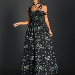 Noir Elegance Lace-Up Corset Dress