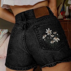 SunSplash Retro Print Denim Shorts