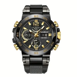 Men's Dual Display Waterproof Sports Watch with Quartz Movement