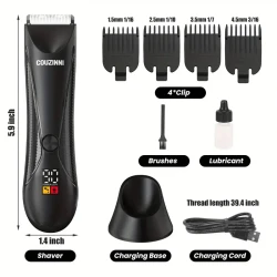 Body Trimmer 9-in-1 Face and Hair Cordless Trimmer with 8 Tools - Rinseable Attachments, 60-Minute Run Time - Black