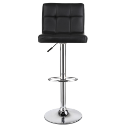 Set of 4 Adjustable Bar Stools with Black Padded Seats - Modern Swivel Design