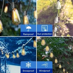 Solar LED Edison Bulb String Lights