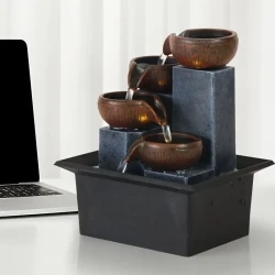 Resin Tiered Bowls Tabletop Fountain