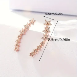 Elegant Fashion Single Row Flower And Star Stud Earrings