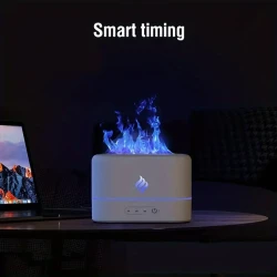 7 Colors Flame Simulation Ultrasonic Humidifier - USB Essential Oil Diffuser