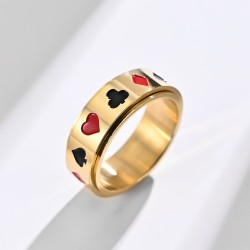 Spade Red Peach Plum Square Ring