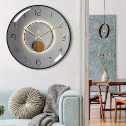 14-Inch PVC Wall Clock with Tempered Glass Cover