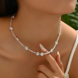 Women's Beaded Heart-shaped Crystal Necklace