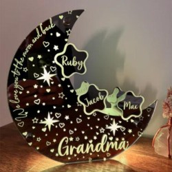 Personalized Moon Star Family Mirror Lamp