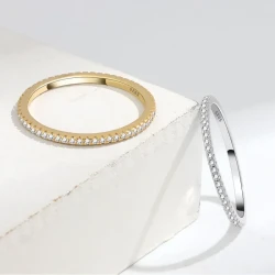 Sterling Silver Row Diamond Ring Women