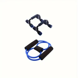 Blue Smooth Belly Wheel Push-up Stand and Jump Rope Set