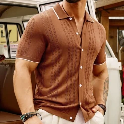 Short-sleeved Polo Shirt Summer Button Lapel