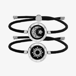 Sun & Moon Touch Bracelets with Milan Rope(Black+Black)