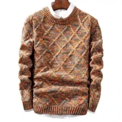 Men's Round Neck Coloring Knit Sweater