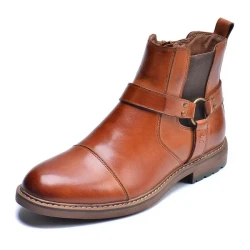 Men's Vintage Cowhide Zipper Workwear Boots