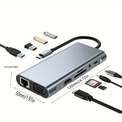 11-in-1 USB Type C Hub with 4K HD Converter and Expansion Dock