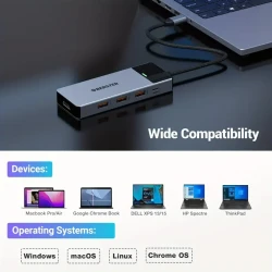 OBERSTER 5-in-1 USB C Hub with 4K HDMI, 3 USB 3.2 Ports (10Gbps), and 100W PD