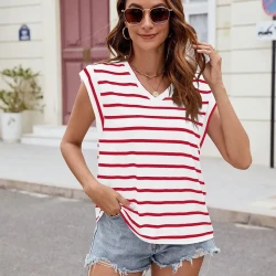 V-neck Short-sleeved T-Shirt Summer Loose Tank Top