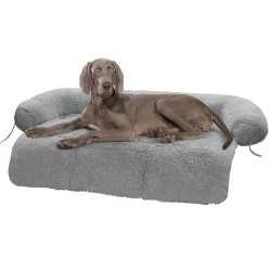 Fluffy Large Dog Bed Couch Cover - Washable Calming Dog Mat for Furniture Protection (Grey)